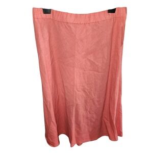 Liz Claiborne Women's‎ Skirt Size S Coral Pink Linen Blend Elastic Waist New